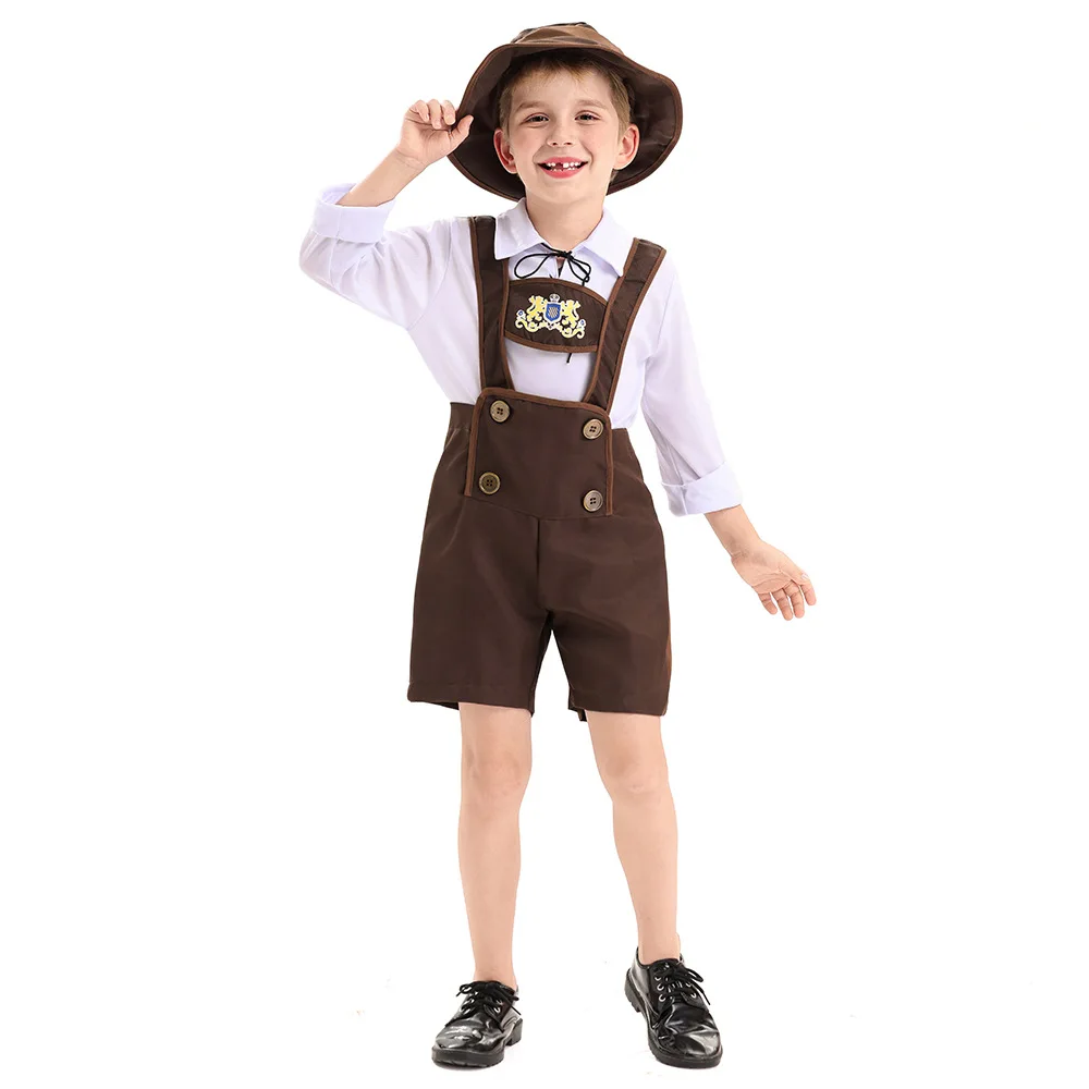 Children's Boys Girls German Oktoberfest Costume Bavarian Dress Kids Overalls Pants Cosplay Carnival Party Halloween Masquerade
