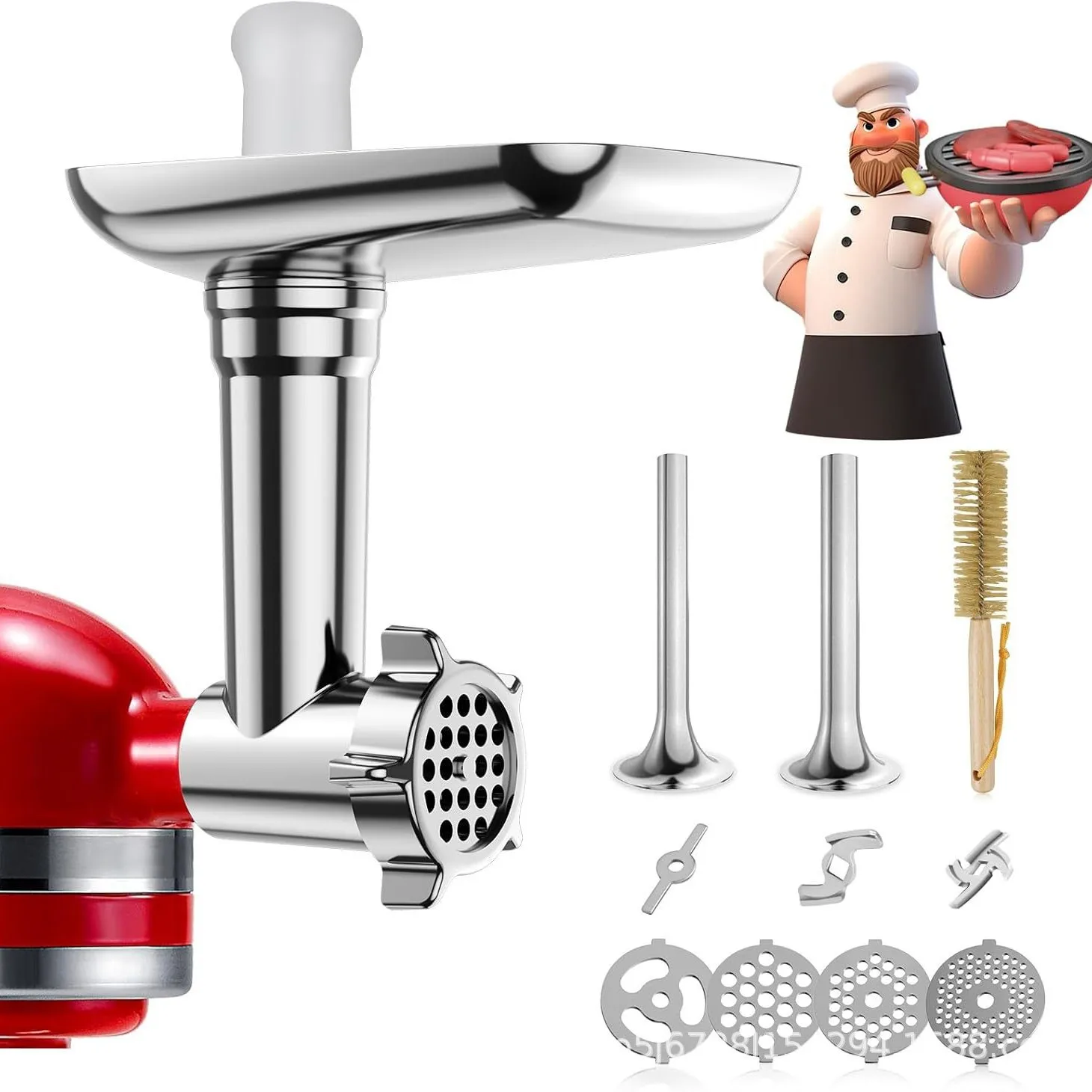 Suitable for KitchenAid Grinded Meat Enema Accessories Chef Treasure Chef Machine Accessories KitchenAid Metal Grinder