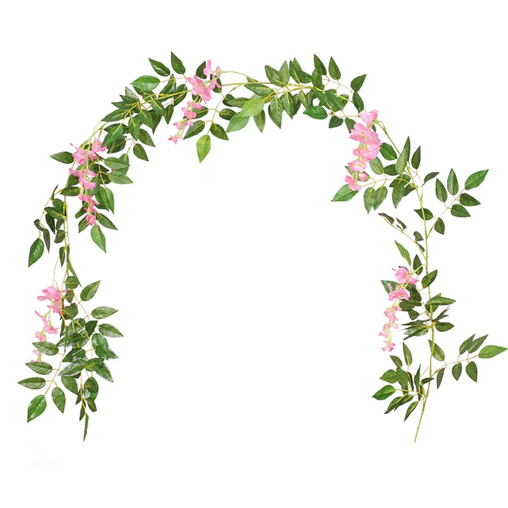 2M Artificial For Wisteria Flower Vine Garland Silk Fake Ivy Hanging Decoration For Wedding Party Home Garden Fence Arch Decor