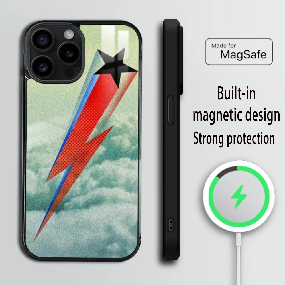 D-David S-Singer B-Bowie Phone Case For iPhone 16 15 14 13 12 11 Pro Max Plus Mini Magsafe Mirror Wireless Magnetic Cover