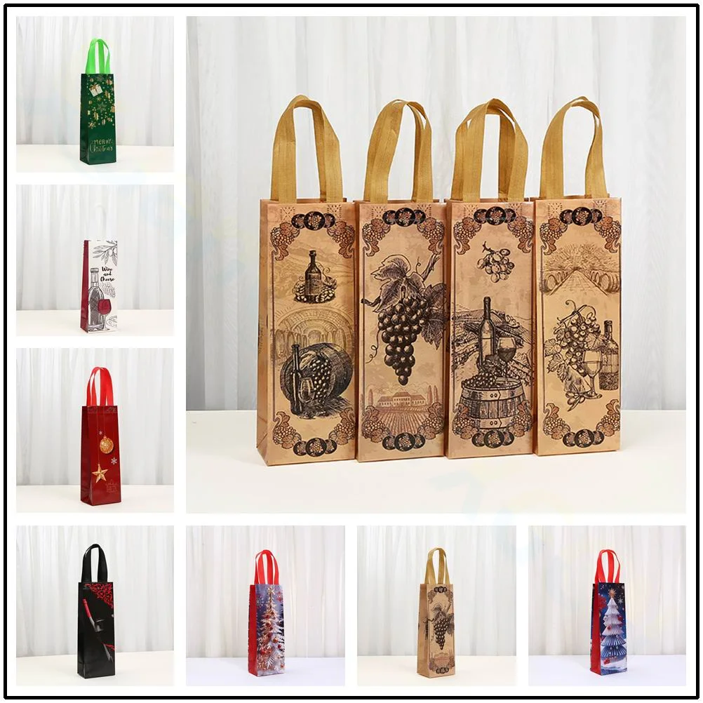 Wine Bottle Gift Bags Luxury Designer Bags for Sweets Non Woven Packaging Gift Wrapping Bags Christmas Party Wedding Handbag