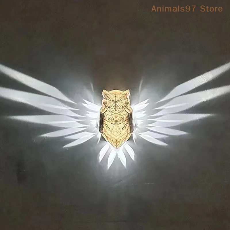 1 Piece 3D Bird Wall Lamp Owl Lamp Modelling Projector Modern Creative Ambient Light Table Lamp 3D Animal Body Lighting Lamps