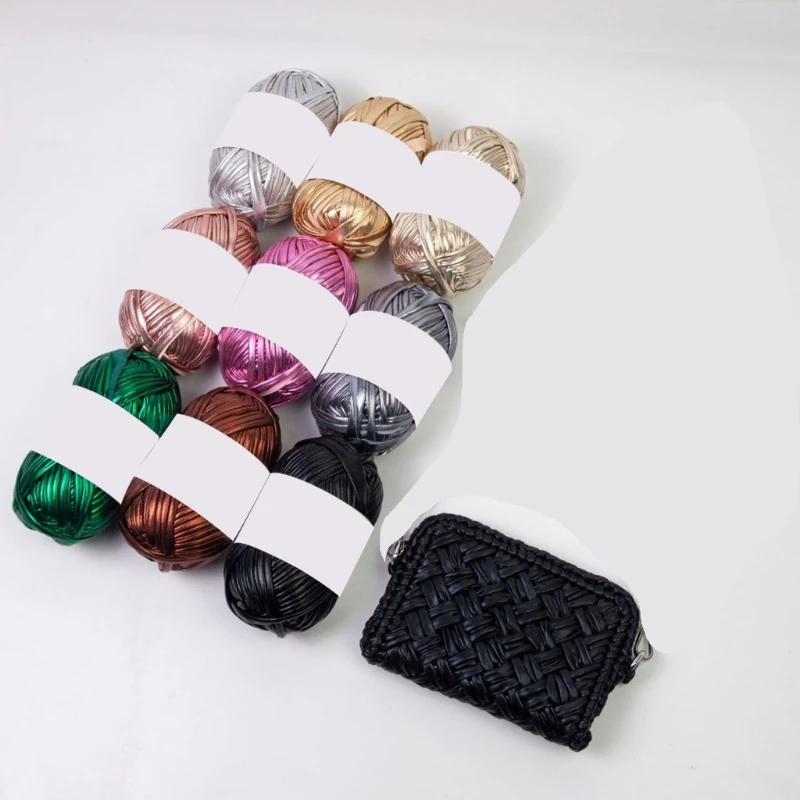 6 Pcs Metallic T-Shirt Yarn Bright Fabric Yarn Polyester Yarn Knitting Yarn for Bag Basket Crocheting Knitting Cushion