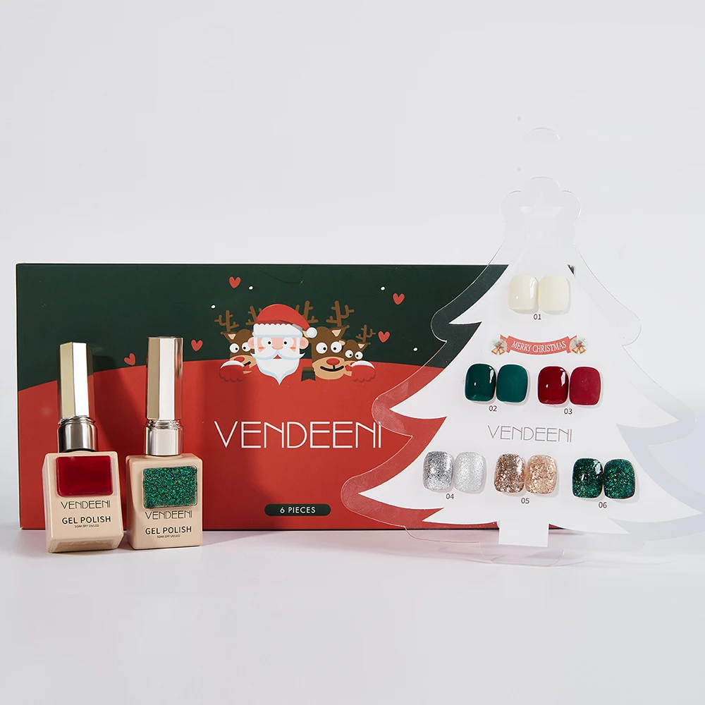 Vendeeni 6 Farben/Set Weihnachts-Gel-Nagellack TPO HEMA-FREI Eisblau Rot Grün UV LED Soak-Off Gel-Lack mit Display – Detail 22