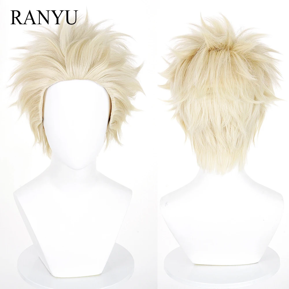 

Short Straight Light Blonde Synthetic Wigs Anime Game Cosplay Fluffy Wig Heat Resistant for Daily Party