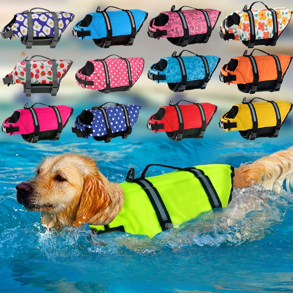 Dog Life Jacket Vest Buoyancy Handle - Chaleco salvavidas para perros con asa
