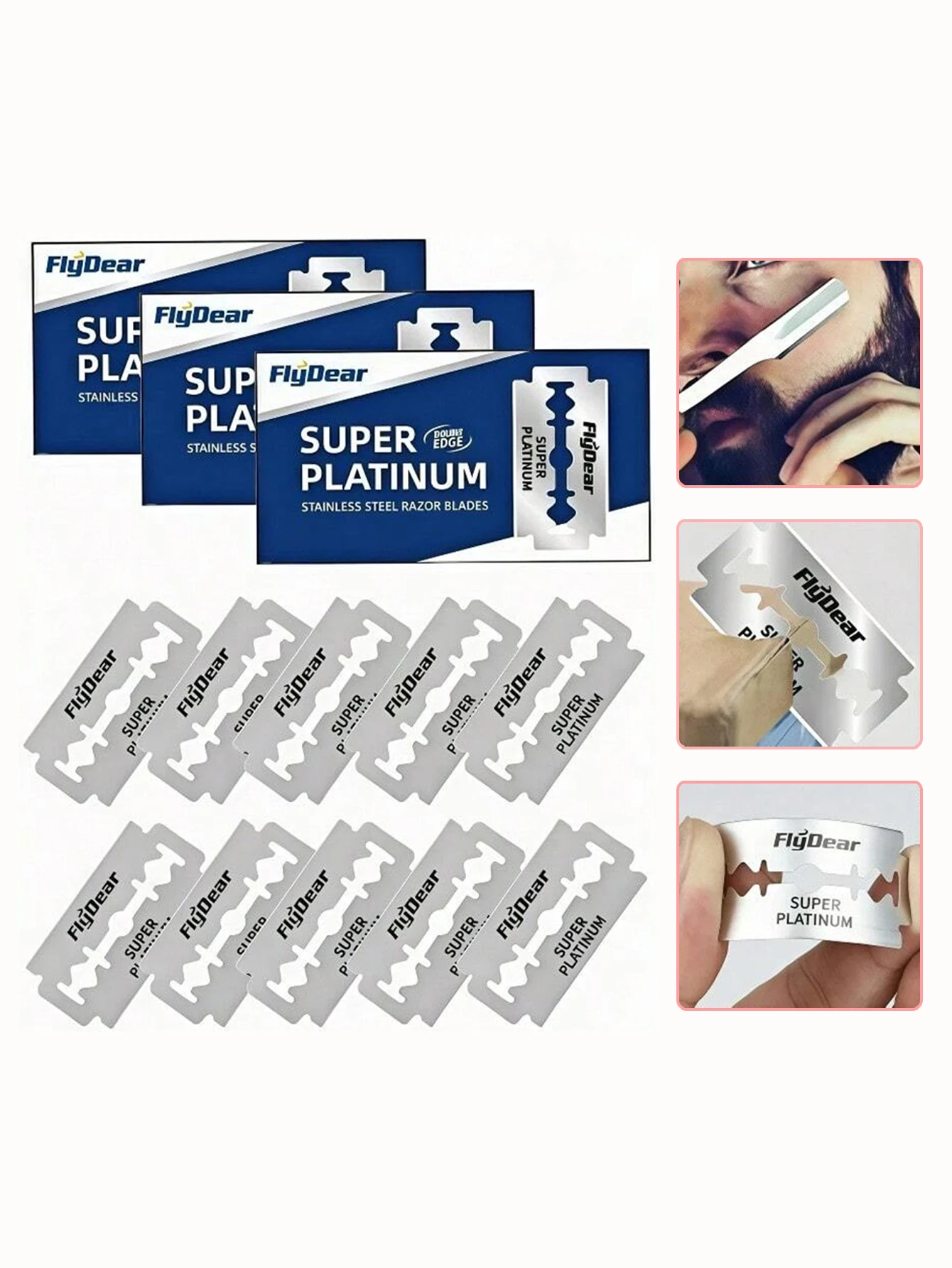 

100 Pieces of Double-Sided Razor Blades for Barbers, Men's Razor Blades, Stainless Steel Professional Barber Tools