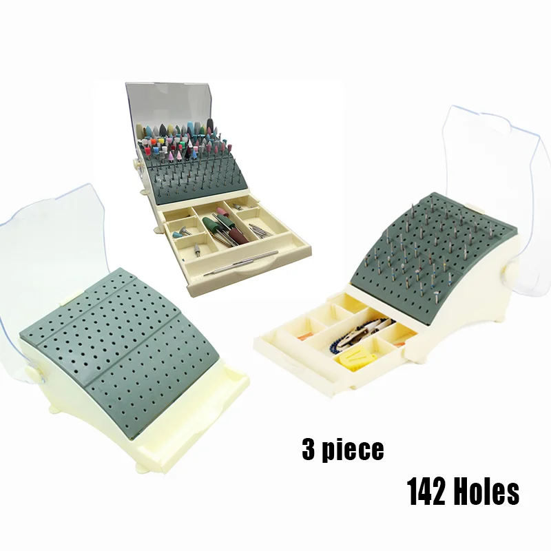 

142 Holes Dental Bur Holder Autoclave Sterilizer Box Disinfection Box With Dust Cover and Pull-out Drawer