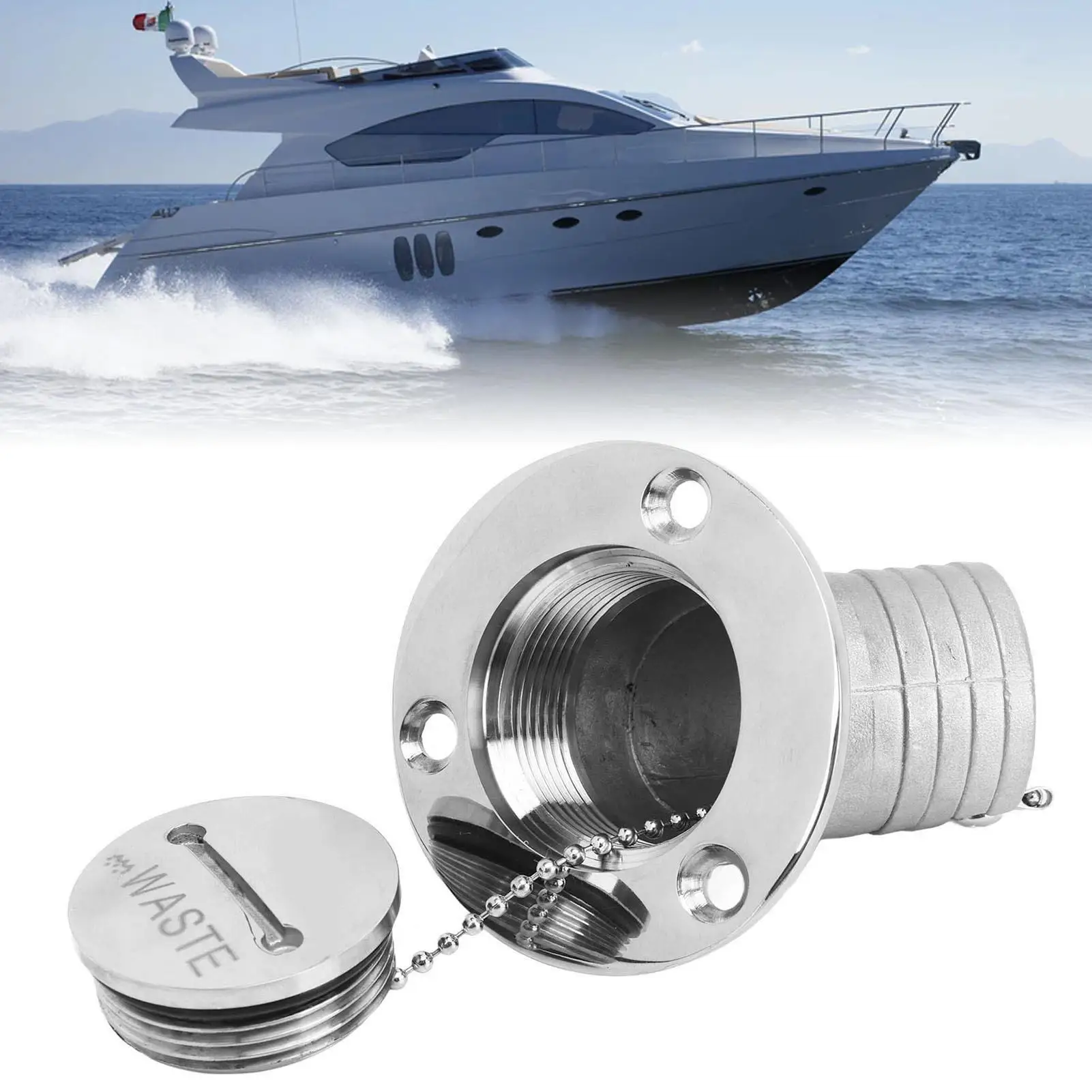 Marine Stainless Steel Boat Deck Filler with Key Cap - for yacht RV Hardware 1.5in 38mm