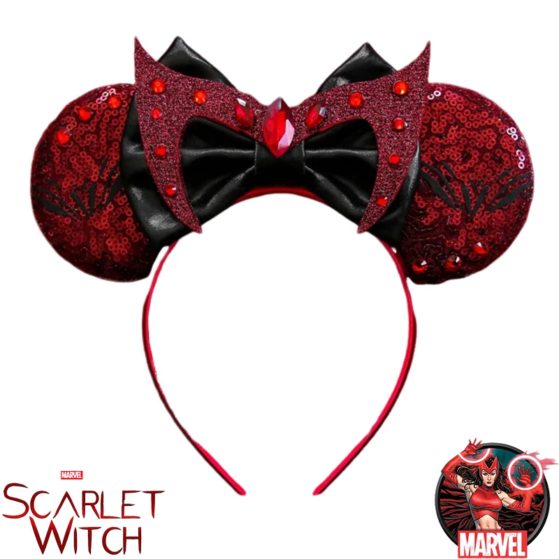 

Marvel Hair Accessories for Women Cosplay Scarlet Witch Hairband Kids Superhero Ears Head Bands Girls Sequins Bow Headwear Adult