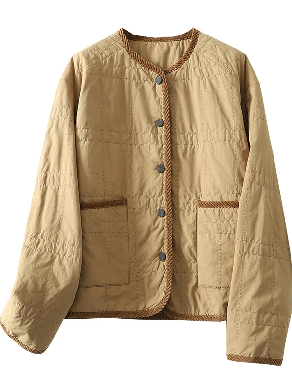 เสื้อแจ็คเก็ตผ้าฝ้ายน้ำหนักเบาสำหรับผู้หญิง สไตล์ลำลอง ทรงหลวม อุ่นสบาย ระบายอากาศได้ดี เหมาะสำหรับฤดูใบไม้ผลิและฤดูใบไม้ร่วง