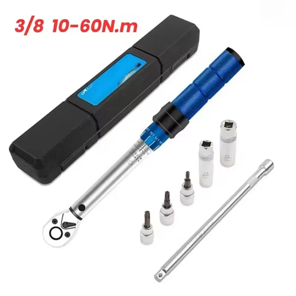 Kit completo de llaves dinamométricas con ventana de escala transparente y cabezal reversible que ofrece una operación suave y configuraciones de torsión precisas