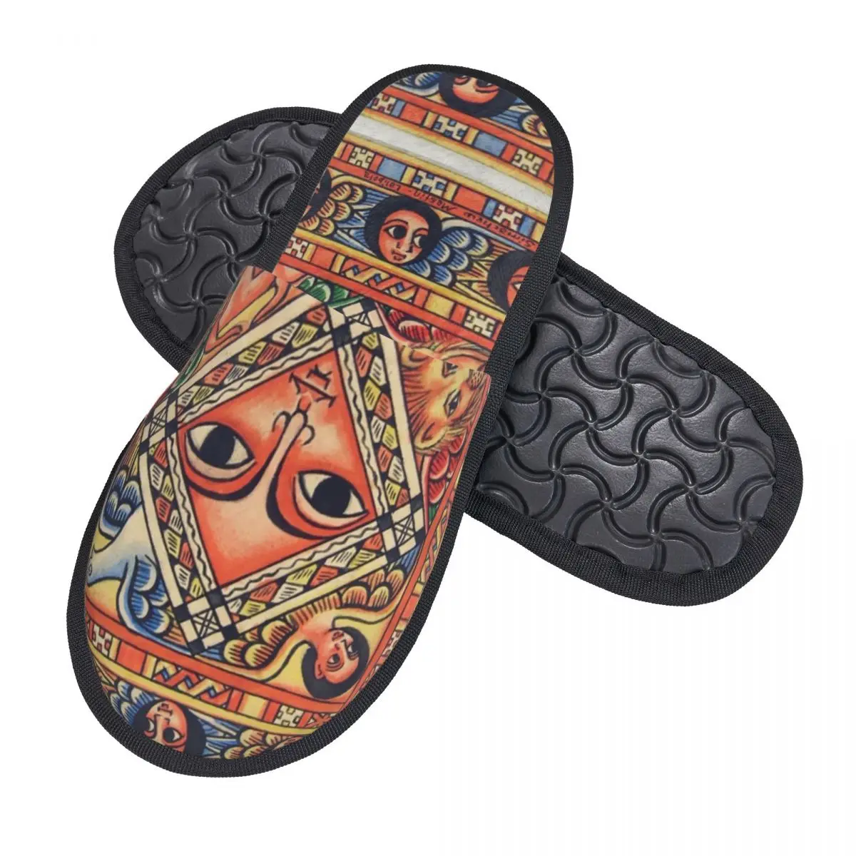 Custom Ethiopian Ancient Art Soft Memory Foam House Slippers Women Bohemia Cozy Warm Anti-Skid Slipper