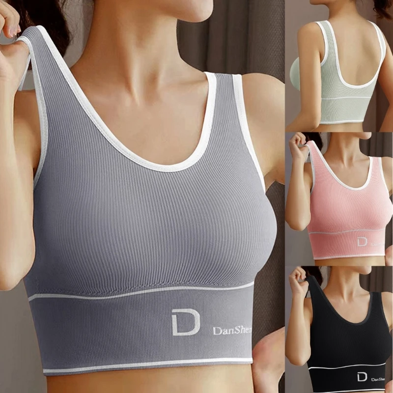 Áo Bra Tập Gym Gợi Cảm Dạo Phố Đệm Hình Chữ Lưng Liền Mạch Tập Yoga Crop Top Nữ