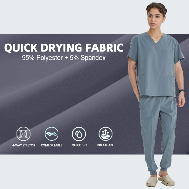 Quick-Dry Dental Scrubs Medical Uniforms for Women Men Hospital Staff Outfit Suits Ultra Soft Pet Clinic Surgeon Uniforms S21