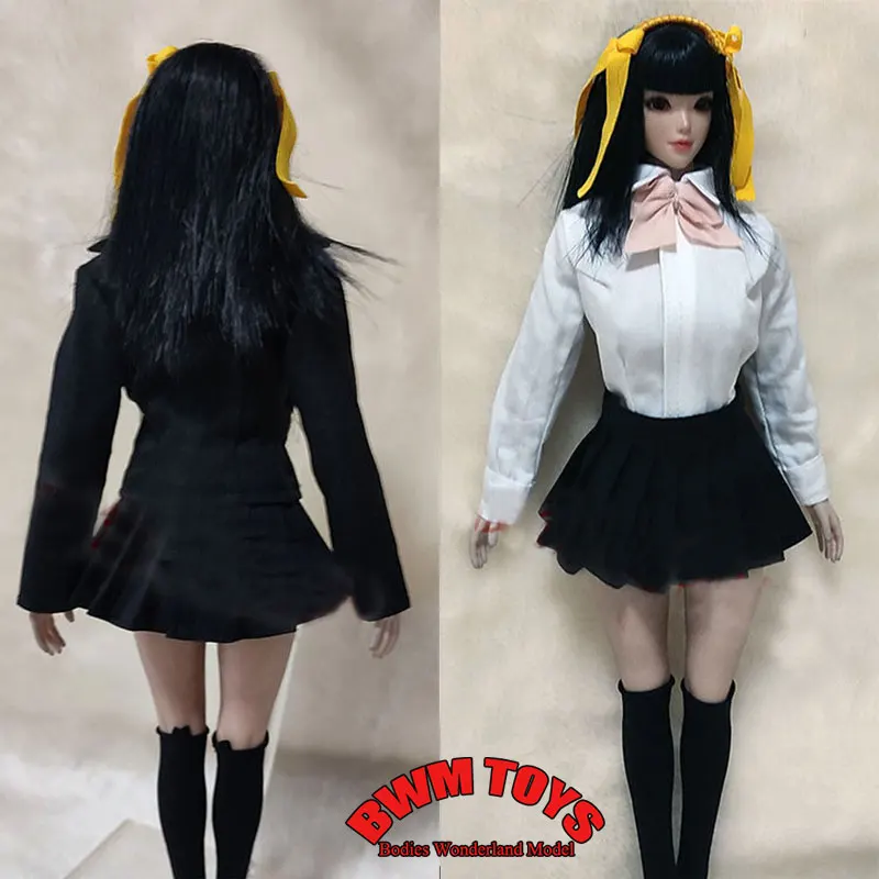 

1/6 Scale Female Soldier V-neck Suit Jacket White Tight Shirt Pleated Skirt Model Clothes Set For 12'' TBL PH Action Figure Doll