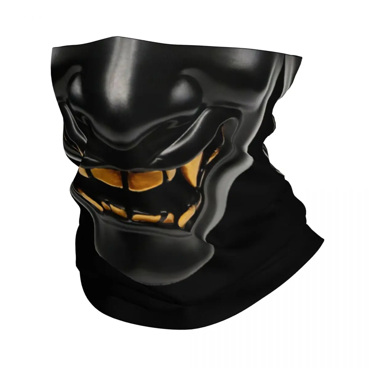 Dark Samurai Oni Bandana Winter Neck Warmer Windproof Wrap Face Scarf for Ski Hannya Mask Japanese Demon Teeth Gaiter Headband