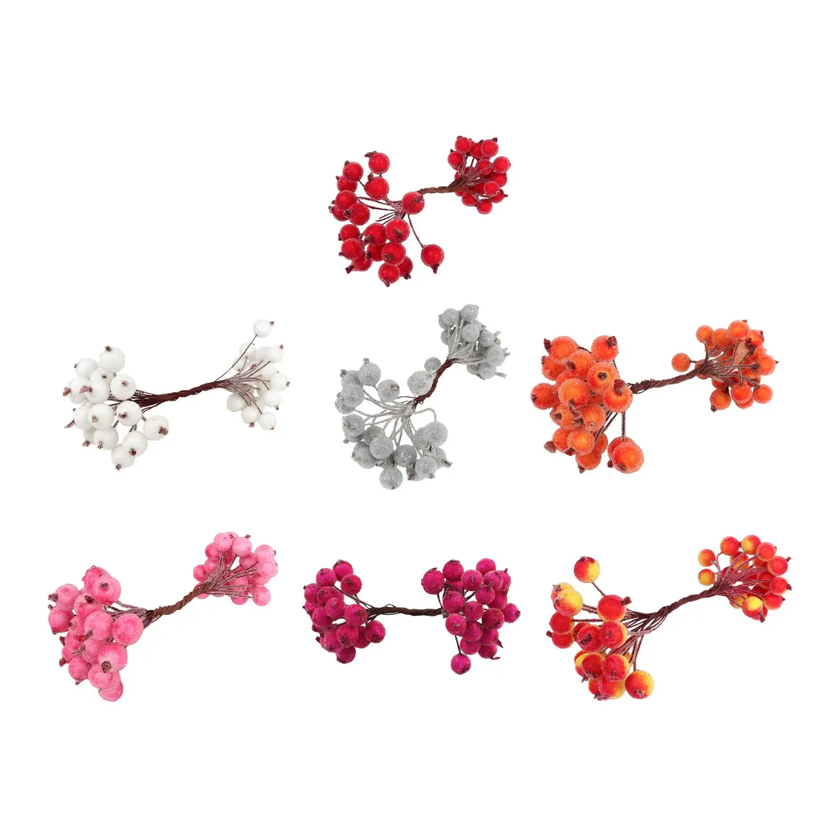 Artificial Frosted Holly Berries with 40 Heads Home Decor Fake Berries 20 Wire Stem for Crafts,Winter,DIY,Valentine,Wedding