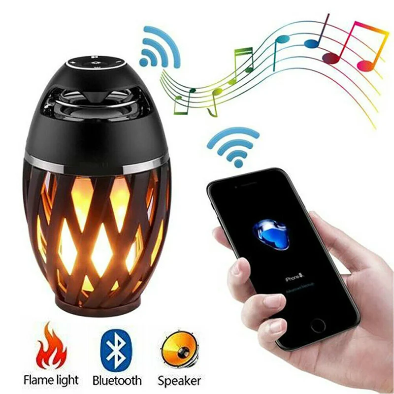 Led Vlam Sfeer Lamp Licht Bluetooth Speaker Draagbare Draadloze Hd Stereo Speaker Met Muziek Lamp Outdoor Camping Woofer