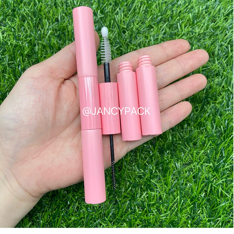 2 in 1 pink double dual end empty round eyeliner mascara container packaging eyebrow essential oil tubes 4ml*2