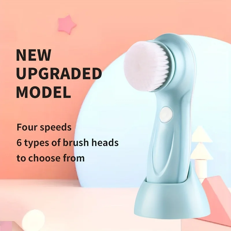 Escova de limpeza facial recarregável, removedor de cravo limpador de poros faciais para limpeza profunda, esfoliante suave, remoção de maquiagem
