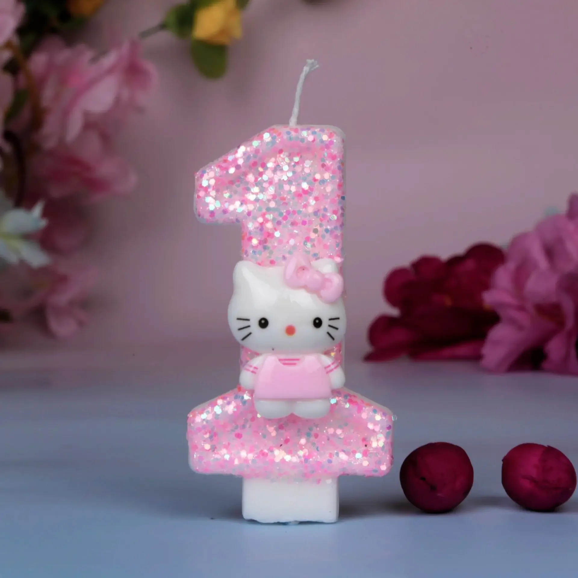 Kawaii Hello Kitty Number Birthday Candle Sanrio Kitty Cat Digital Candles Birthday Cake Decoration Anniversary Party Candles