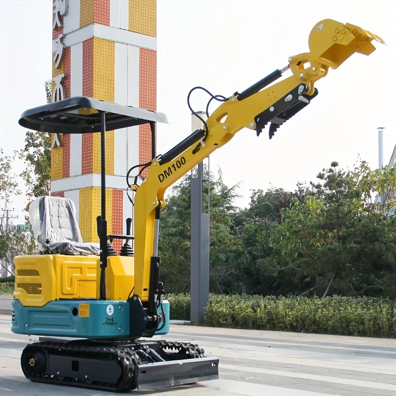 Tracked Crawler 1 Ton 2200Lbs Digger Mini Excavator with 13.5HP RATO EURO 5 EPA Engine Ceiling Cab Thumb In US Free Shipping