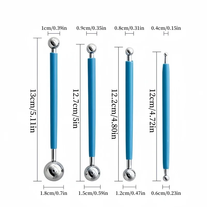 Ultralight clay polymer clay sculpting tool 4 8-head solid spherical pellet carving group steel ball pen