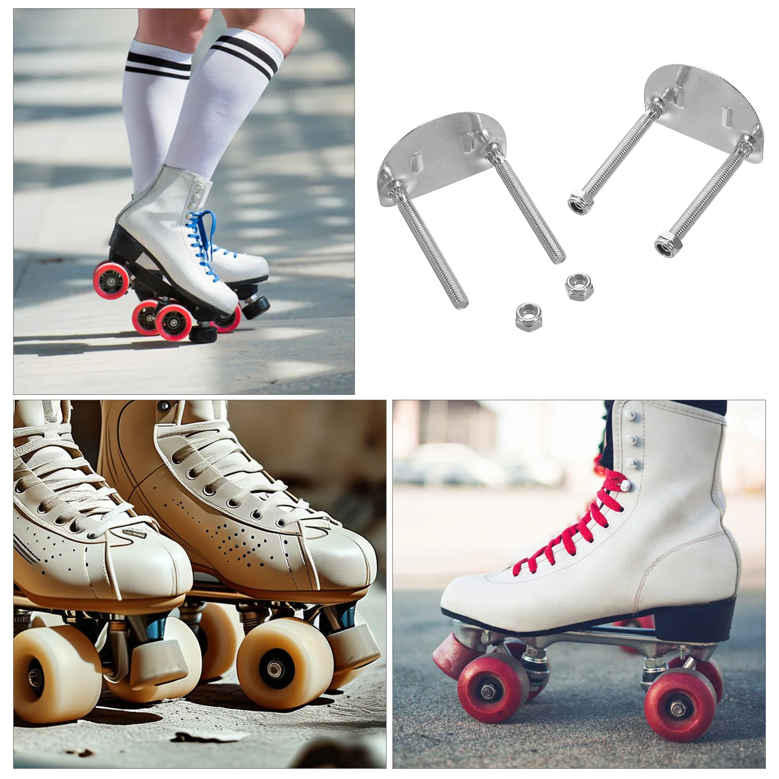 

4pcs Roller Skate Plates Smooth Gliding Shock Absorption Durable Universal Bracket Stainless Steel For Women Men