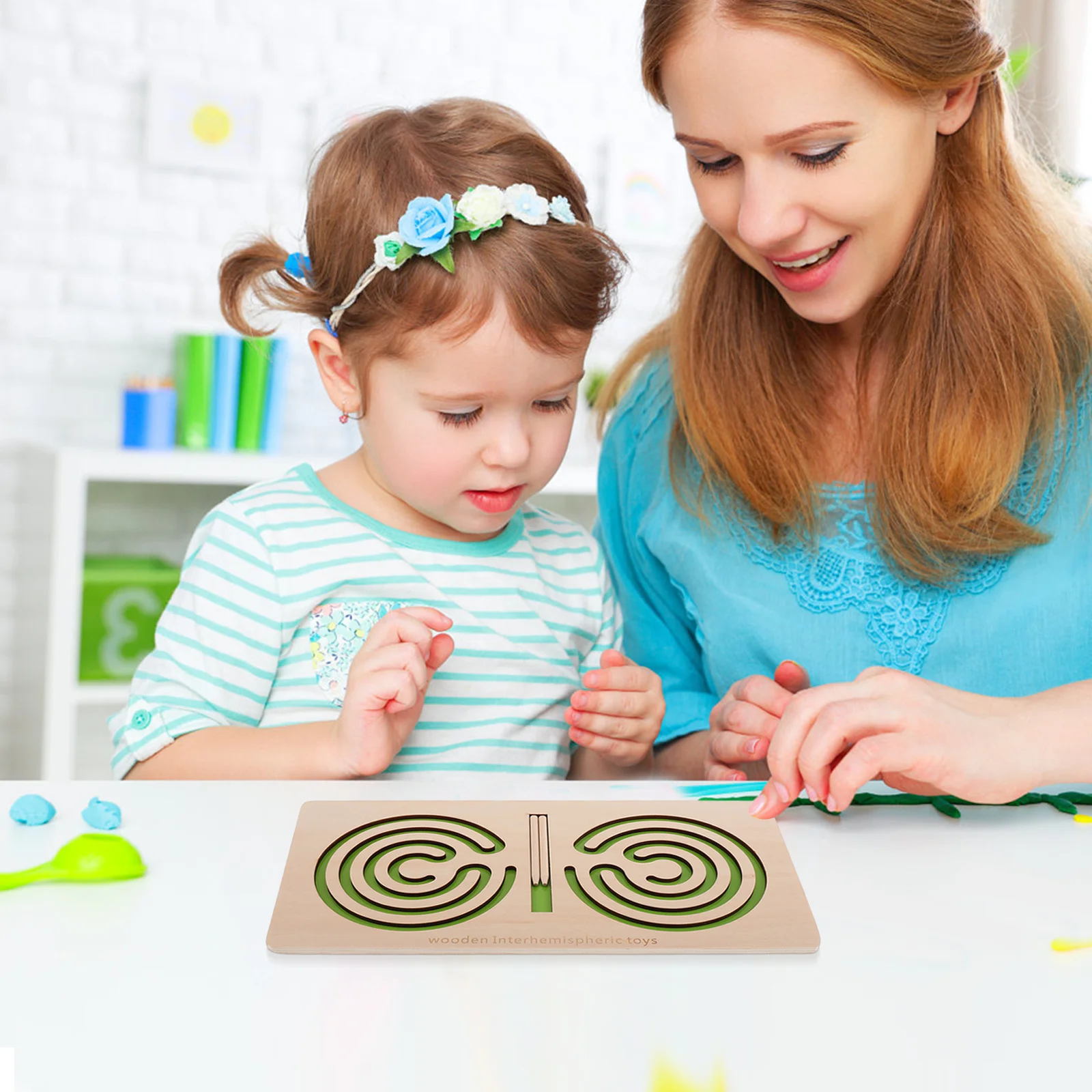 Wooden Maze Puzzle Game Kids Fine Motor Skills Hand-Eye Coordination Brain Teaser Educational Early Learning Handheld Maze Board
