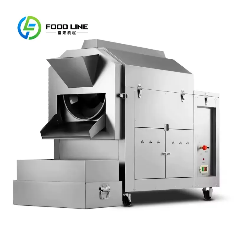 Customize Automatic Stainless Steel Commercial Nuts Roasting Machine Large Capacity for Coffee Bean Peanut Walnut Seed
