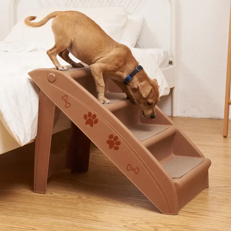 Custom Logo Color Lightweight Pet Climbing Ramp Foldable Dog Ladder Stairs To Bed