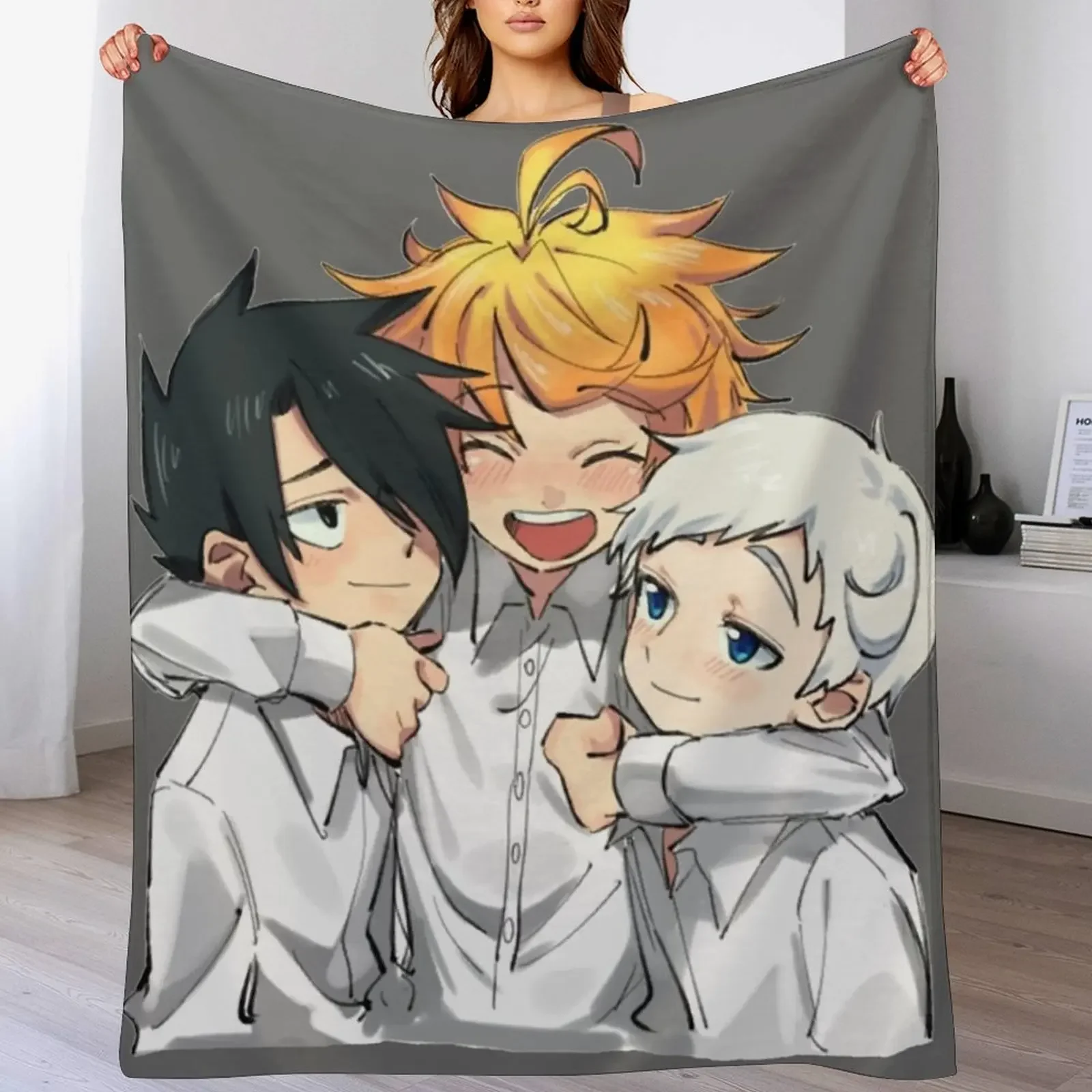 

The Promised Neverland Throw Blanket Kid'S Cute Plaid Luxury Thicken for winter Blankets