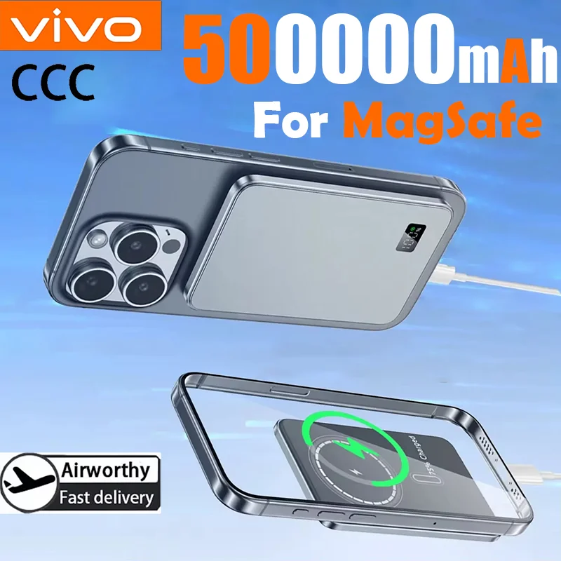 VIVO 50000 мАч Магнитный беспроводной ультратонкий аккумулятор CCC Power Bank PD25W 3C Портативная батарея с быстрой зарядкой для Magsafe для iPhone Xiaomi