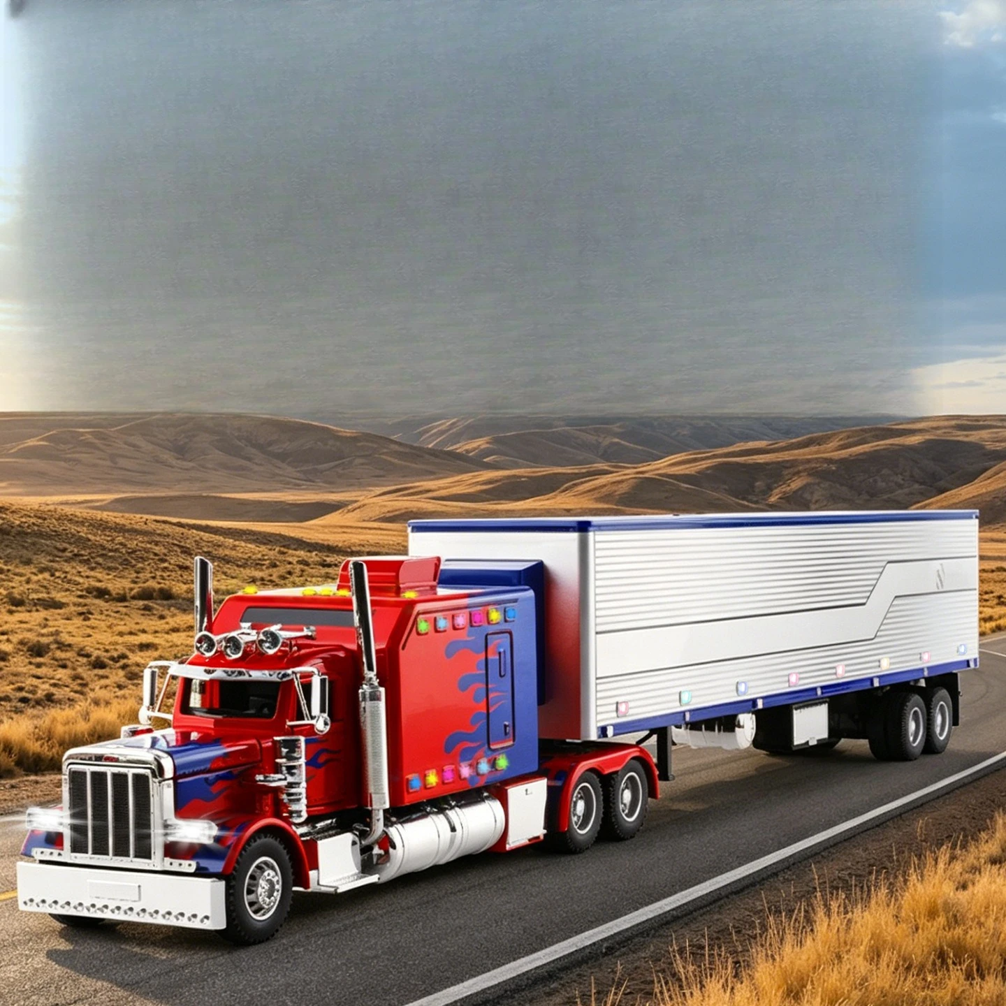 

1:24 Peter Heavy Truck Trailer Sound and Light Pull Back Car Children's Toys Simulation Alloy Car Model Collection Ornament