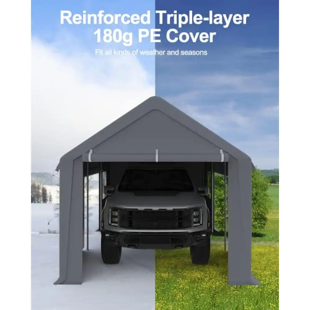 Heavy Duty 13'x20' Portable Carport Garage Canopy Adjustable Poles Roll-up Doors Windows Outdoor Shelter Workshop Storage Tent