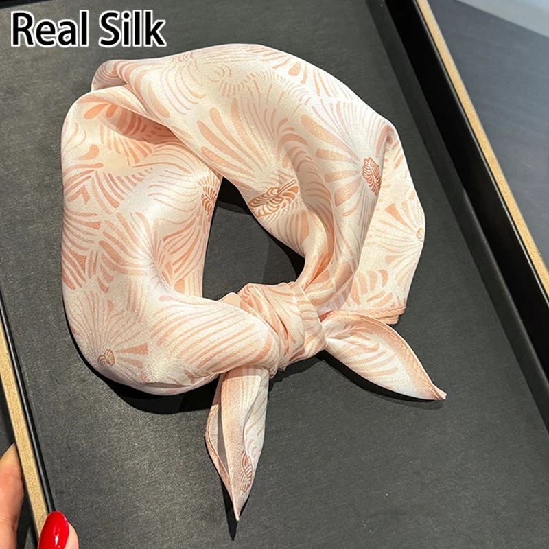 المرأة وشاح حريري 100% التوت الحرير أوشحة مربعة التفاف منديل موضة فاخرة عالية الجودة منديل هيرباند عقال الحجاب #1