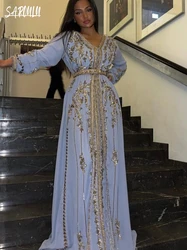 Tradycyjne ręcznie robione suknie wieczorowe kaftan Party Kaftan z aplikacjami z koralików sukienka dostosowana suknia Plus Size Vestidos De Gala