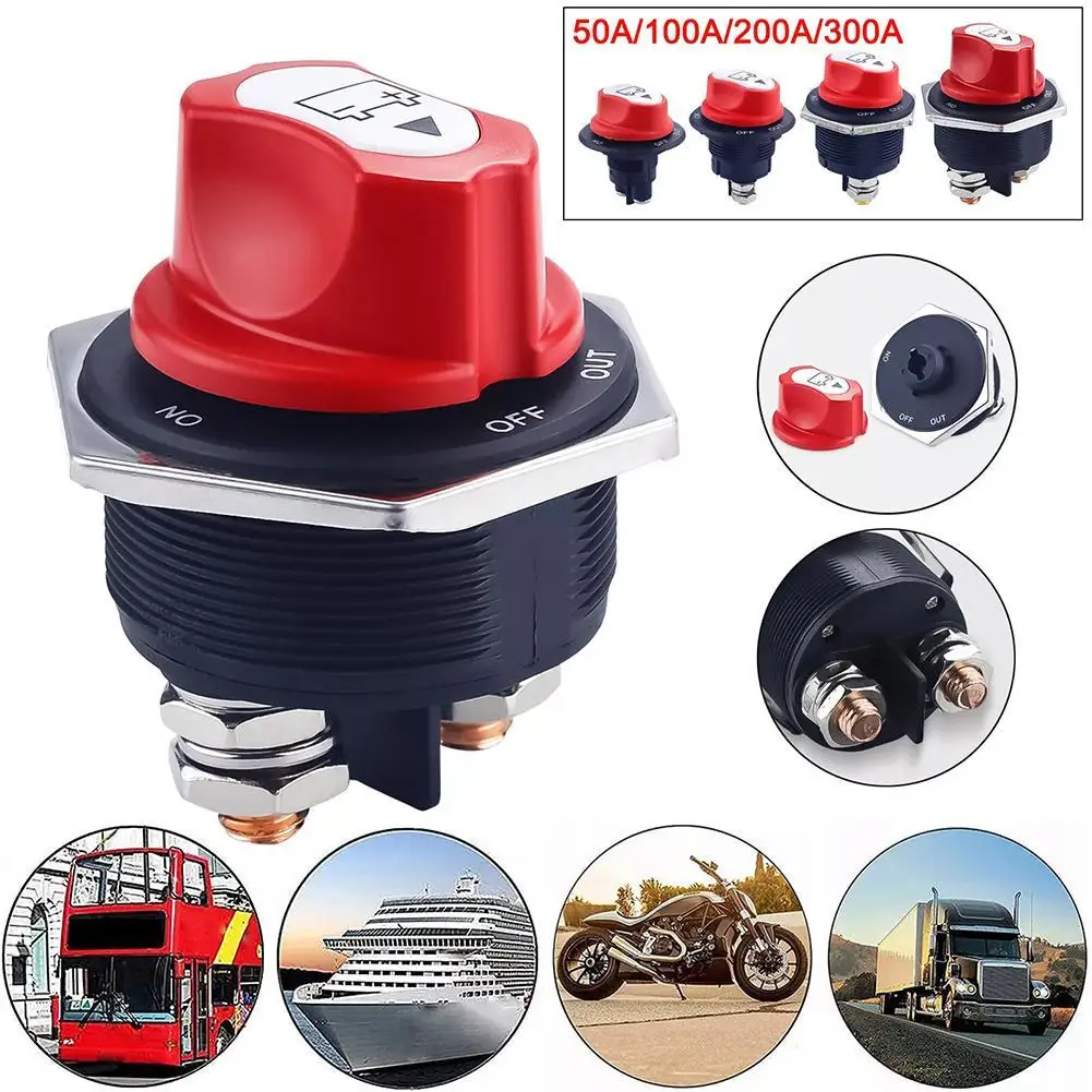 DC 12V 50A 100A 200A 300A Car Rally Battery Switch Disconnecter Power Isolator Cut Off Switch Kit For Truck Car Motorcycle Boat