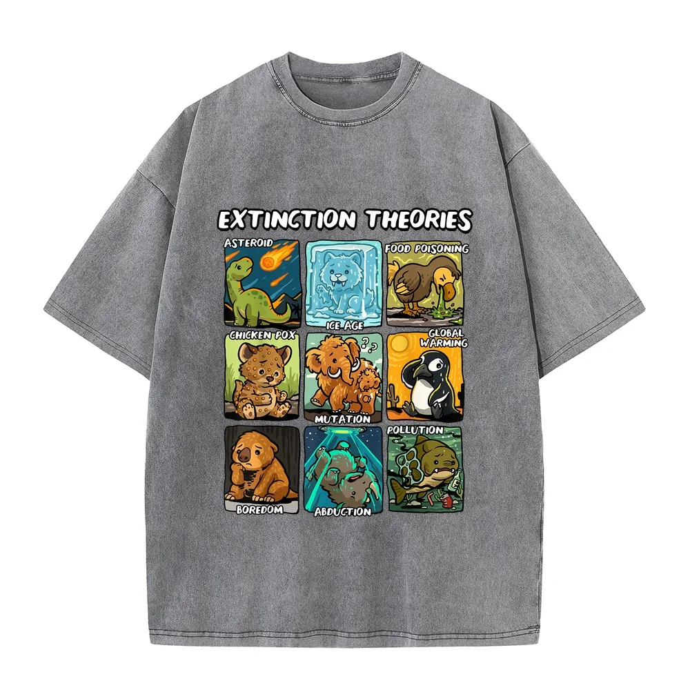 Extinction Theories Funny Prehistoric Extinct Animals T-Shirt China Online Store Brazil Daily Casual T Shirt Humor Tee Quote