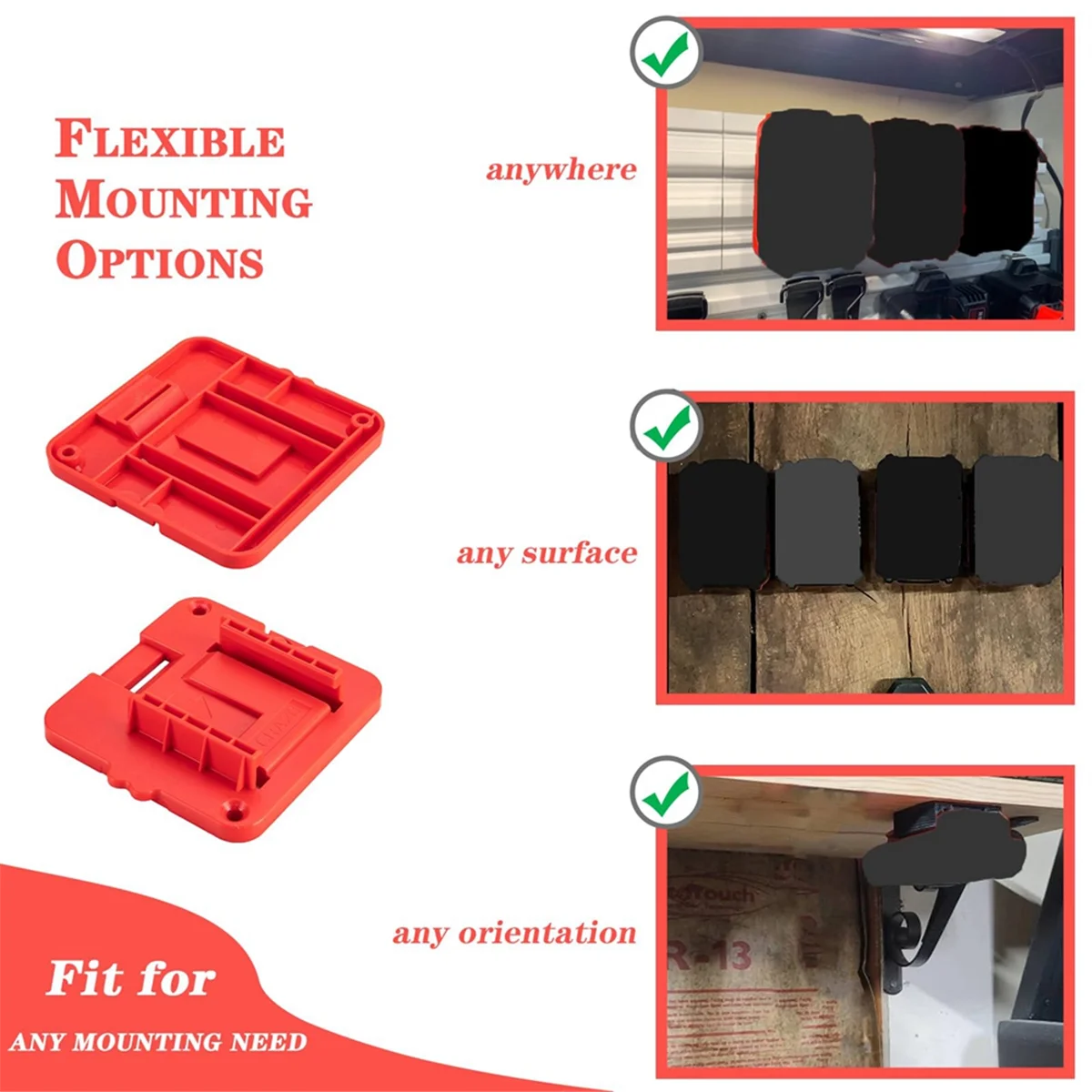 Y31A 배터리 홀더 -20v 배터리와 호환 가능, 20v 배터리 1.5Ah 2.0Ah용 나사 20개가 있는 벽 장착 홀더