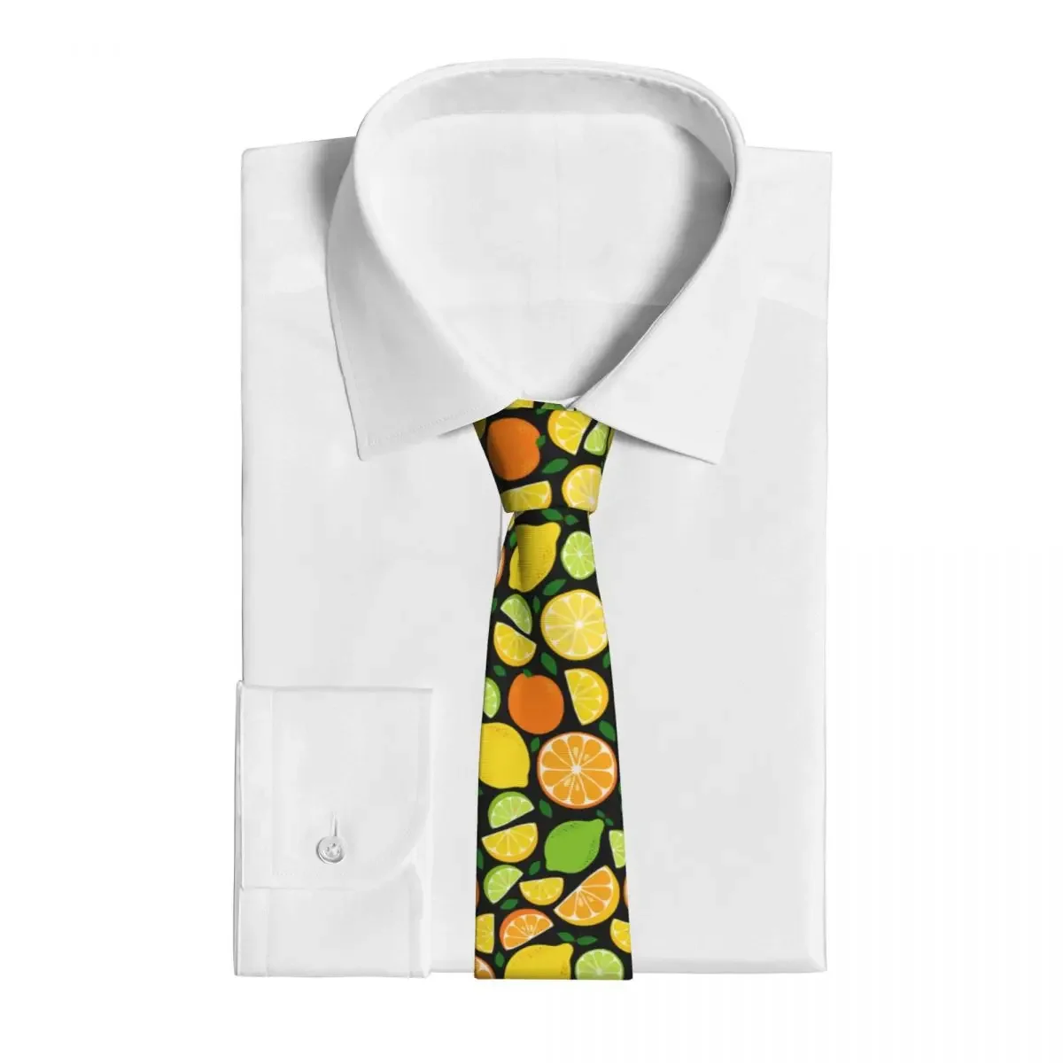 Cute Fruits Lemon Lime And Orange Necktie Men Women Polyester 8 cm Neck Ties for Mens Skinny Wide Daily Wear Gravatas Business