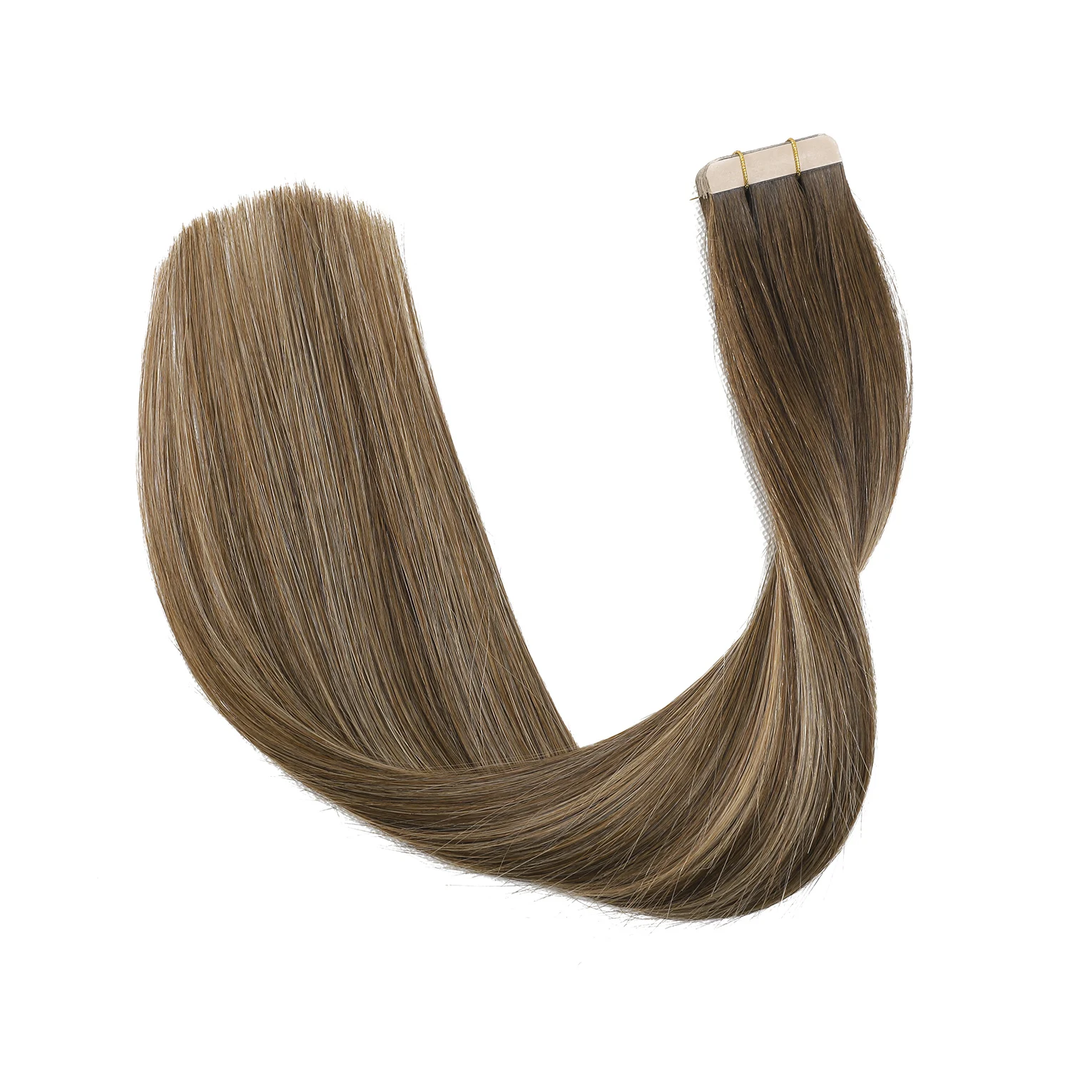 XDhair-Fita em Extensões de Cabelo, 100% Cabelo Humano, 14 in, 22 in, 50g, Balayage, Castanho Chocolate a Loiro Caramelo, 20 unid