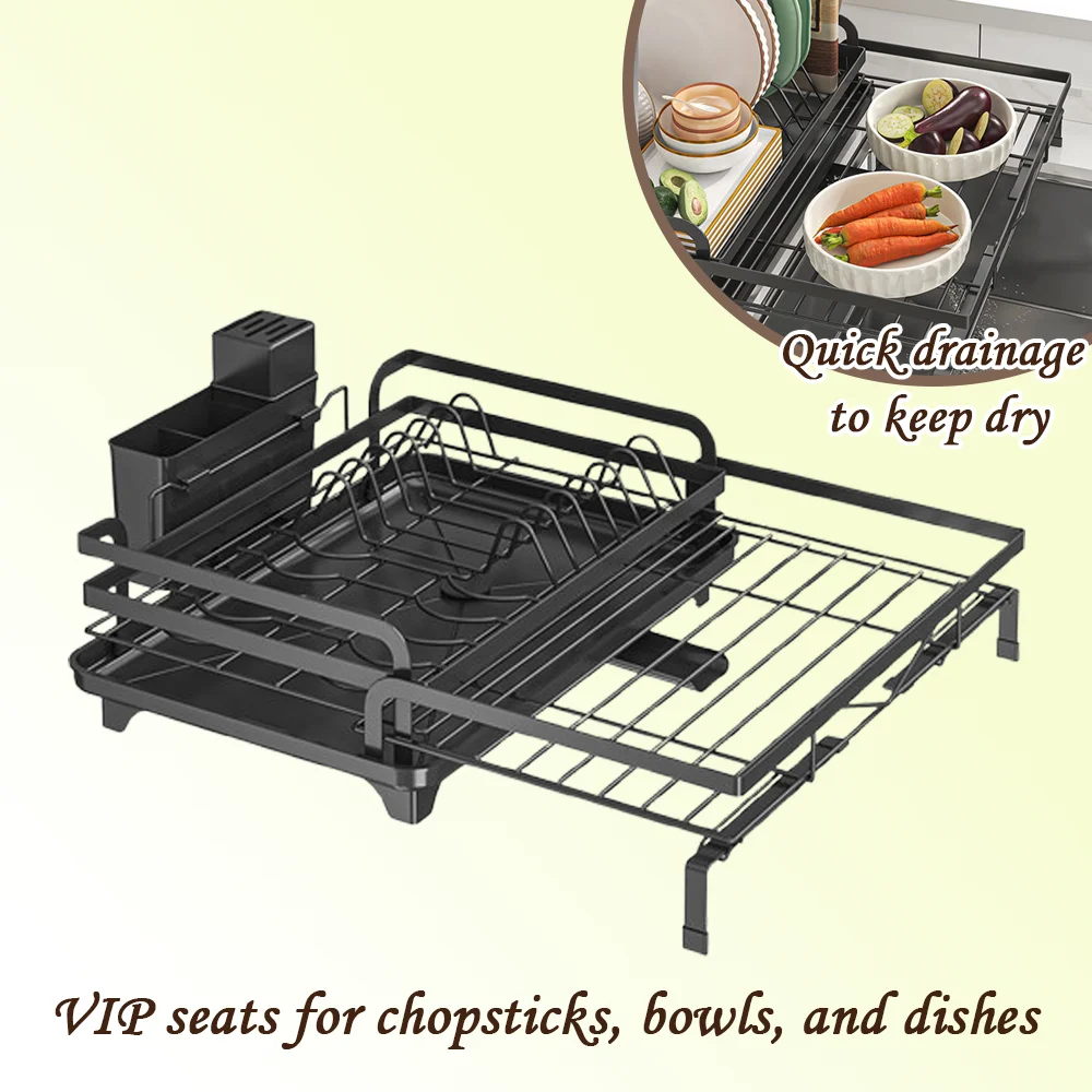 

Automatic draining and folding cutlery rack, making better use of space and preventing fragile items from falling off adding fun