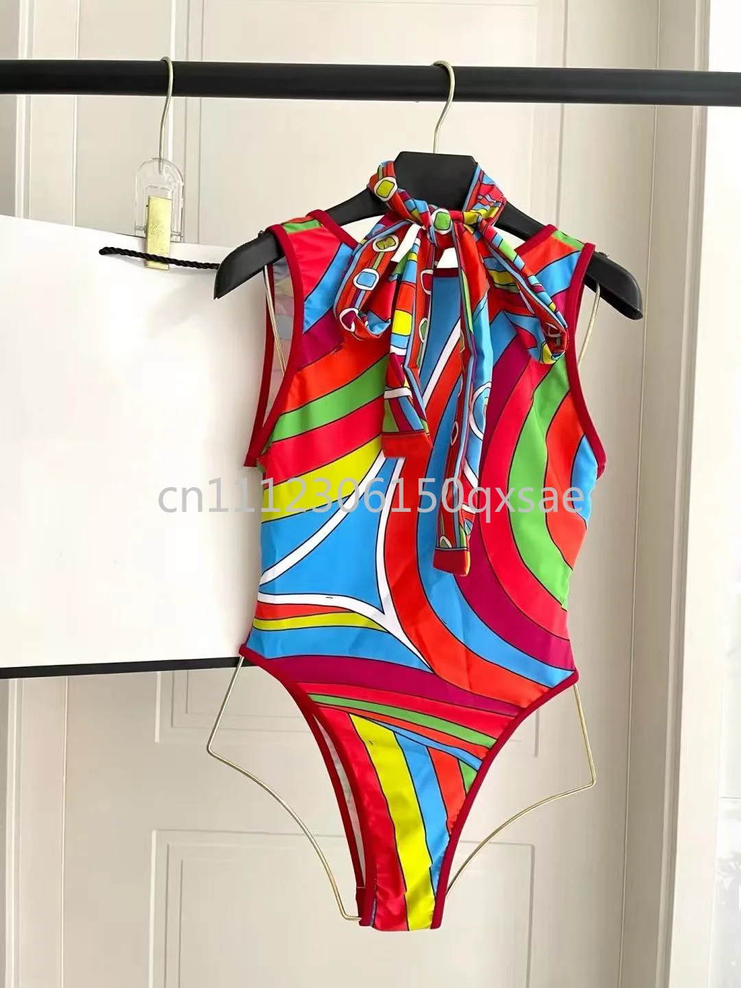 

Luxury Design Women's Red Ribbon Swimsuits with Designer Signature Letter Logo Classic Brand Women's One-Piece Swimsuit Swimwear