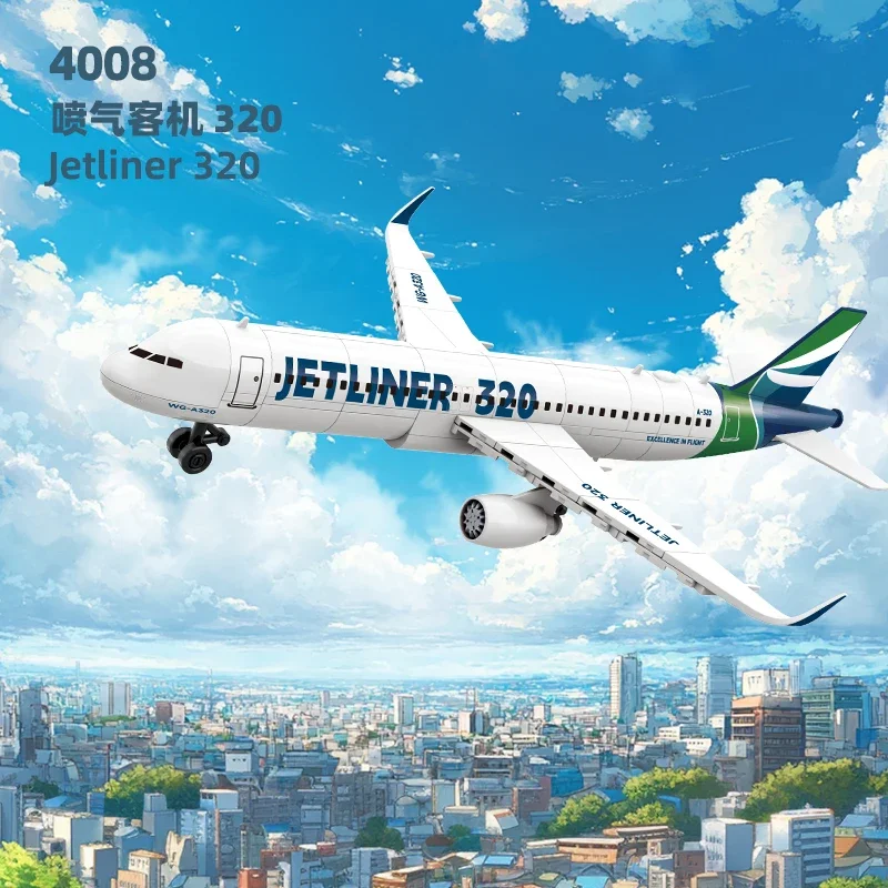 NEW MOC France 320 Model Aircraft Model Building Blocks Jet Liner Airbus Technical Creative Plane Bricks City Toy Children Gift