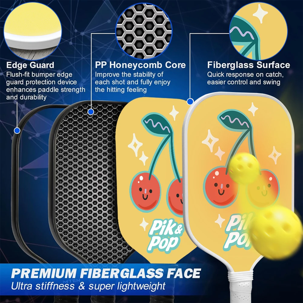 

Pickleball Paddles Set for 2 Players with Premium Honeycomb Core, 4 Balls, Carry Bag for Powerful Control Indoor & Outdoor