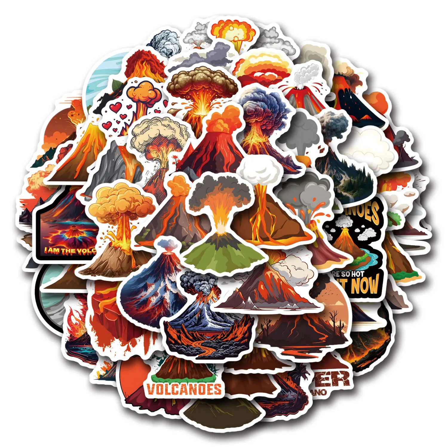 55Pcs Volcano Graffiti Stickers, Cool Decorative Stickers for Luggage, Phone & Notebook DIY Decoration