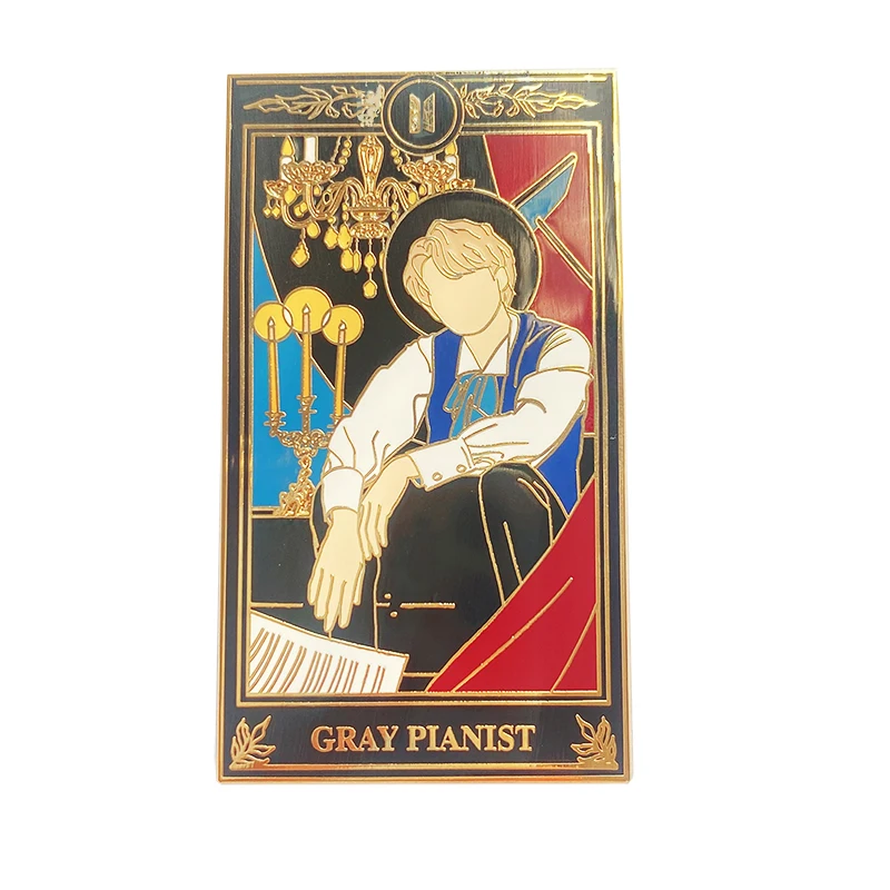 Producer Elegant And Handsome Prince Lapel Pin Cartoon Rectangular Card Combination Design Hard Enamel Gold Metal Badge For Gift