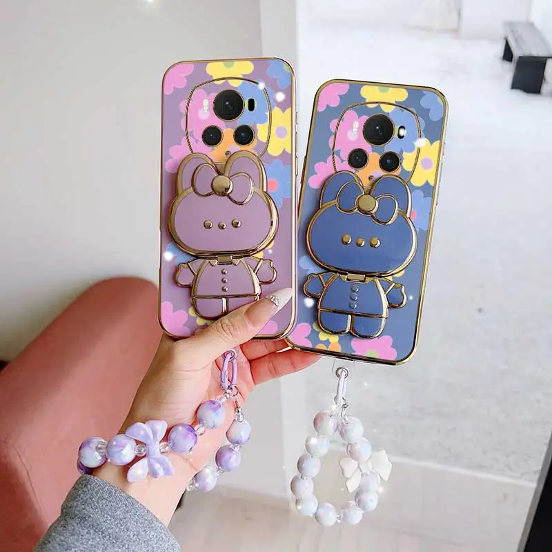 

3pcs(Colored flowers Phone Case+Lanyard+Rabbit Stand) For Honor Magic6 Pro/Magic 5Lite /X50 Pro/Magic6 Lite/X40/X50GT Phone Case